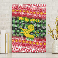 Philippines Christmas Canvas Wall Art with Red-Green Plaid Design, Yellow Lion, and National Coat of Arms Motif - Wonder Print Shop
