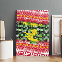 Philippines Christmas Canvas Wall Art with Red-Green Plaid Design, Yellow Lion, and National Coat of Arms Motif - Wonder Print Shop