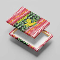 Philippines Christmas Canvas Wall Art with Red-Green Plaid Design, Yellow Lion, and National Coat of Arms Motif - Wonder Print Shop