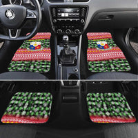 Philippines Christmas Car Mats with Red-Green Plaid Design, Yellow Lion, and National Coat of Arms Motif - Wonder Print Shop