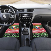 Philippines Christmas Car Mats with Red-Green Plaid Design, Yellow Lion, and National Coat of Arms Motif - Wonder Print Shop