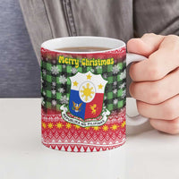 Philippines Christmas Ceramic Mug with Red-Green Plaid Design, Yellow Lion, and National Coat of Arms Motif - Wonder Print Shop