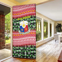 Philippines Christmas Door Cover with Red-Green Plaid Design, Yellow Lion, and National Coat of Arms Motif - Wonder Print Shop