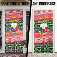 Philippines Christmas Door Cover with Red-Green Plaid Design, Yellow Lion, and National Coat of Arms Motif - Wonder Print Shop