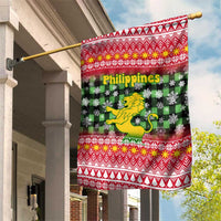 Philippines Christmas Garden Flag with Red-Green Plaid Design, Yellow Lion, and National Coat of Arms Motif - Wonder Print Shop
