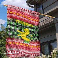 Philippines Christmas Garden Flag with Red-Green Plaid Design, Yellow Lion, and National Coat of Arms Motif - Wonder Print Shop