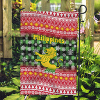 Philippines Christmas Garden Flag with Red-Green Plaid Design, Yellow Lion, and National Coat of Arms Motif - Wonder Print Shop