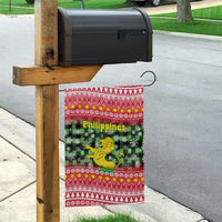 Philippines Christmas Garden Flag with Red-Green Plaid Design, Yellow Lion, and National Coat of Arms Motif - Wonder Print Shop