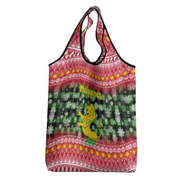 Philippines Christmas Grocery Bag with Red-Green Plaid Design, Yellow Lion, and National Coat of Arms Motif - Wonder Print Shop