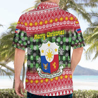 Philippines Christmas Hawaiian Shirt with Red-Green Plaid Design, Yellow Lion, and National Coat of Arms Motif - Wonder Print Shop