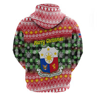 Philippines Christmas Hoodie with Red-Green Plaid Design, Yellow Lion, and National Coat of Arms Motif - Wonder Print Shop