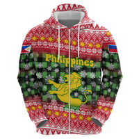 Philippines Christmas Hoodie with Red-Green Plaid Design, Yellow Lion, and National Coat of Arms Motif - Wonder Print Shop