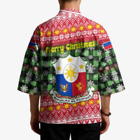 Philippines Christmas Kimono with Red-Green Plaid Design, Yellow Lion, and National Coat of Arms Motif - Wonder Print Shop