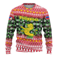 Philippines Christmas Ugly Christmas Sweater with Red-Green Plaid Design, Yellow Lion, and National Coat of Arms Motif - Wonder Print Shop