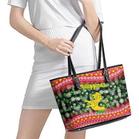 Philippines Christmas Leather Tote Bag with Red-Green Plaid Design, Yellow Lion, and National Coat of Arms Motif - Wonder Print Shop