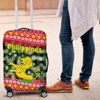 Philippines Christmas Luggage Cover with Red-Green Plaid Design, Yellow Lion, and National Coat of Arms Motif - Wonder Print Shop