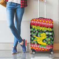 Philippines Christmas Luggage Cover with Red-Green Plaid Design, Yellow Lion, and National Coat of Arms Motif - Wonder Print Shop