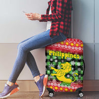 Philippines Christmas Luggage Cover with Red-Green Plaid Design, Yellow Lion, and National Coat of Arms Motif - Wonder Print Shop