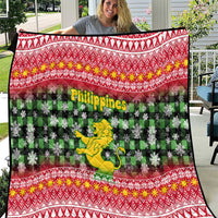 Philippines Christmas Quilt with Red-Green Plaid Design, Yellow Lion, and National Coat of Arms Motif - Wonder Print Shop
