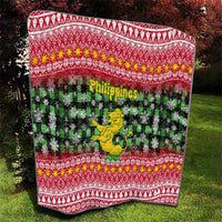 Philippines Christmas Quilt with Red-Green Plaid Design, Yellow Lion, and National Coat of Arms Motif - Wonder Print Shop