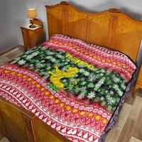Philippines Christmas Quilt with Red-Green Plaid Design, Yellow Lion, and National Coat of Arms Motif - Wonder Print Shop