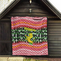 Philippines Christmas Quilt with Red-Green Plaid Design, Yellow Lion, and National Coat of Arms Motif - Wonder Print Shop