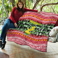 Philippines Christmas Quilt with Red-Green Plaid Design, Yellow Lion, and National Coat of Arms Motif - Wonder Print Shop