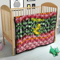 Philippines Christmas Quilt with Red-Green Plaid Design, Yellow Lion, and National Coat of Arms Motif - Wonder Print Shop