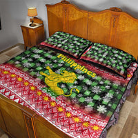Philippines Christmas Quilt Bed Set with Red-Green Plaid Design, Yellow Lion, and National Coat of Arms Motif - Wonder Print Shop