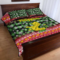Philippines Christmas Quilt Bed Set with Red-Green Plaid Design, Yellow Lion, and National Coat of Arms Motif - Wonder Print Shop