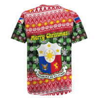 Philippines Christmas Rugby Jersey with Red-Green Plaid Design, Yellow Lion, and National Coat of Arms Motif - Wonder Print Shop