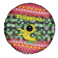 Philippines Christmas Spare Tire Cover with Red-Green Plaid Design, Yellow Lion, and National Coat of Arms Motif - Wonder Print Shop
