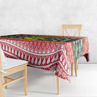 Philippines Christmas Tablecloth with Red-Green Plaid Design, Yellow Lion, and National Coat of Arms Motif - Wonder Print Shop