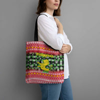 Philippines Christmas Tote Bag with Red-Green Plaid Design, Yellow Lion, and National Coat of Arms Motif - Wonder Print Shop