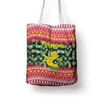 Philippines Christmas Tote Bag with Red-Green Plaid Design, Yellow Lion, and National Coat of Arms Motif - Wonder Print Shop