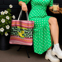 Philippines Christmas Tote Bag with Red-Green Plaid Design, Yellow Lion, and National Coat of Arms Motif - Wonder Print Shop