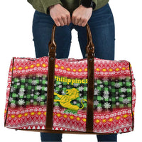 Philippines Christmas Travel Bag with Red-Green Plaid Design, Yellow Lion, and National Coat of Arms Motif - Wonder Print Shop