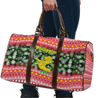 Philippines Christmas Travel Bag with Red-Green Plaid Design, Yellow Lion, and National Coat of Arms Motif - Wonder Print Shop