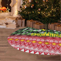 Philippines Christmas Tree Skirt with Red-Green Plaid Design, Yellow Lion, and National Coat of Arms Motif - Wonder Print Shop