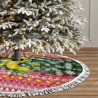 Philippines Christmas Tree Skirt with Red-Green Plaid Design, Yellow Lion, and National Coat of Arms Motif - Wonder Print Shop