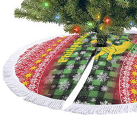 Philippines Christmas Tree Skirt with Red-Green Plaid Design, Yellow Lion, and National Coat of Arms Motif - Wonder Print Shop