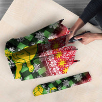 Philippines Christmas Umbrella with Red-Green Plaid Design, Yellow Lion, and National Coat of Arms Motif - Wonder Print Shop