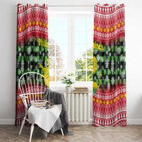 Philippines Christmas Window Curtain with Red-Green Plaid Design, Yellow Lion, and National Coat of Arms Motif - Wonder Print Shop