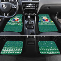 Philippines Christmas Car Mats with Green Geometric Design, Santa in Barong Tagalog, and National Coat of Arms Motif - Wonder Print Shop