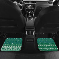 Philippines Christmas Car Mats with Green Geometric Design, Santa in Barong Tagalog, and National Coat of Arms Motif - Wonder Print Shop