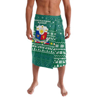 Philippines Christmas Lavalava with Green Geometric Design, Santa in Barong Tagalog, and National Coat of Arms Motif - Wonder Print Shop