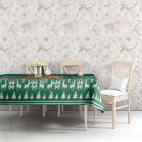 Philippines Christmas Tablecloth with Green Geometric Design, Santa in Barong Tagalog, and National Coat of Arms Motif - Wonder Print Shop