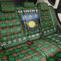 Guadeloupe Christmas Back Car Seat Cover with Green-Red Plaid Design, Sun and Sugarcane Emblem, and Santa Sleigh Motif - Wonder Print Shop