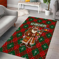 Guadeloupe Christmas Area Rug with Green-Red Plaid Design, Island Map, and Traditional Santa Motif - Wonder Print Shop