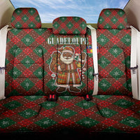 Guadeloupe Christmas Back Car Seat Cover with Green-Red Plaid Design, Island Map, and Traditional Santa Motif - Wonder Print Shop